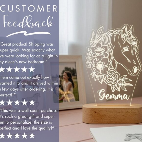 Horse Night Light – Personalized LED Lamp for Animal-Loving Kids - Picture 8 of 9